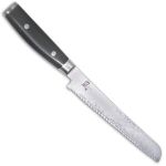Японский кухонный нож YAXELL YA36008 для нарезки хлеба серия "RAN ", длина клинка 25 см, дамасская сталь 69 слоев